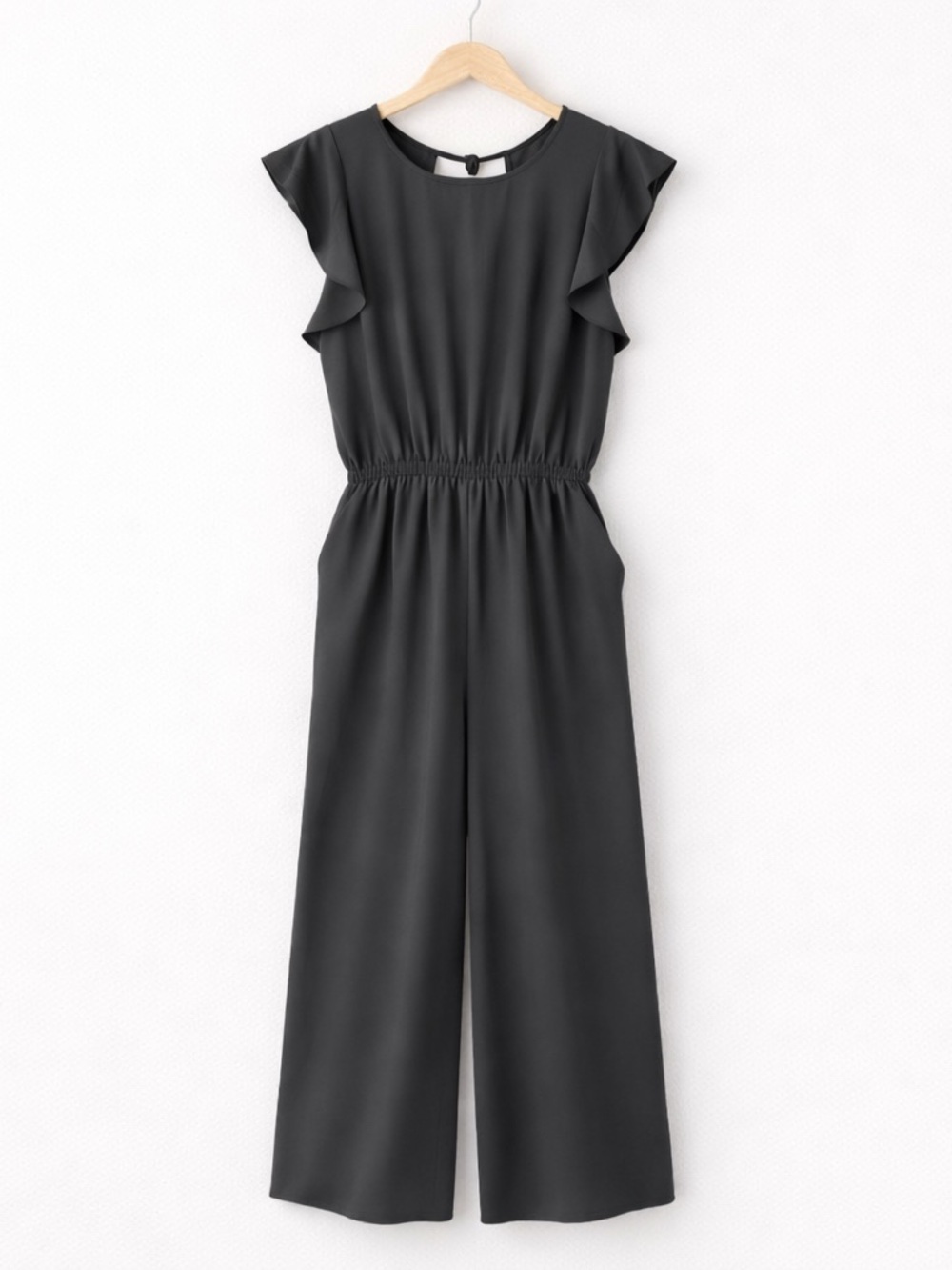 Aritzia Wilfred Fleurette Flutter Sleeve Wide Leg Jumpsuit Grey Size S